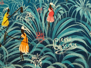 Niet of onleesbaar gesigneerd - Acrylverf op doek , “Blauw landschap met vrouwen“ kopen? Bied vanaf 1!