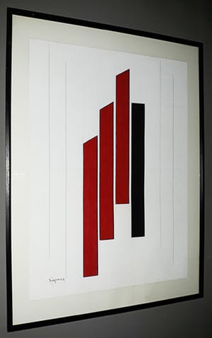 Wim Sinemus - Geometrisch abstracte compositie, gouache (ingelijst) kopen? Bied vanaf 525!