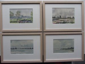 Jan Bom - aquarel - 4luik - landschapjes kopen? Bied vanaf 90!