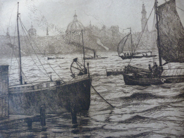 Jan Poortenaar - Boten in een haven bij een stad, kopen? Bied vanaf 40!