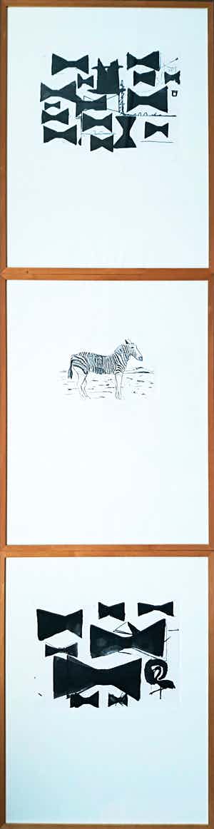 Rene Daniels - Elba - Sint Helena, aquatint etsen (drieluik, ingelijst) verkocht voor € 2695!