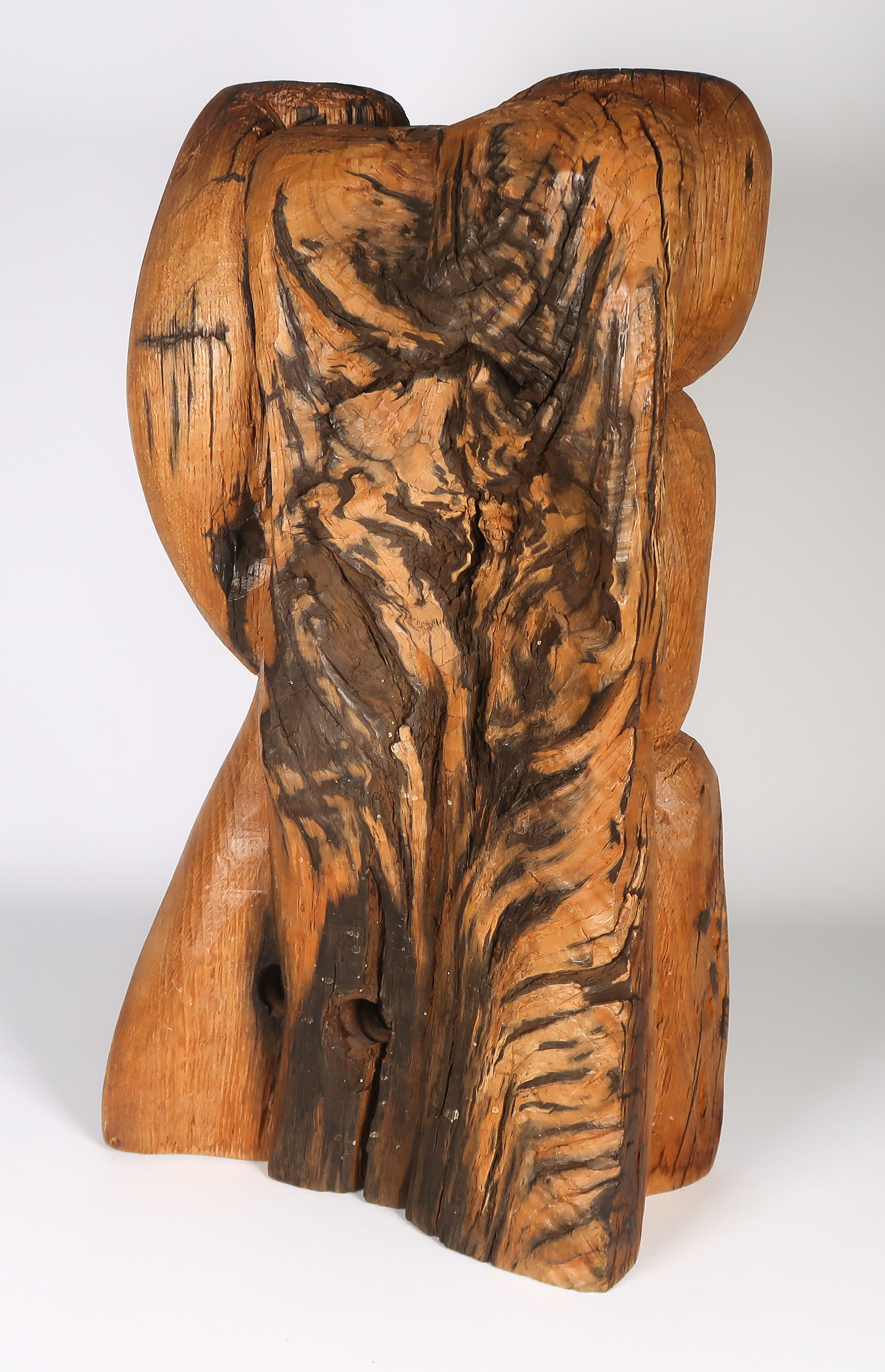 Niet of onleesbaar gesigneerd - Houten sculptuur, Tweeling kopen? Bied vanaf 1!