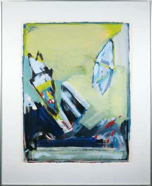 Piet Warffemius - Gouache, Zonder titel - Ingelijst (Groot) verkocht voor € 100!