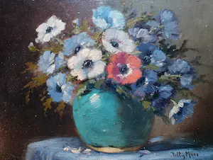 Tilly Moes - Stilleven met anemonen -olieverf op paneel- kopen? Bied vanaf 60!