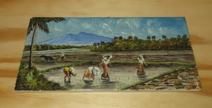 Niet of onleesbaar gesigneerd - Drieluik miniatuur schilderijtjes Indisch Landschap kopen? Bied vanaf 10!