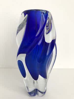 Josef Hospodka - Blauw/transparante Chribska vaas verkocht voor € 20!
