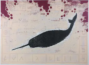 Herman van der Weert - Zeefdruk op papier, Narwal - Ingelijst kopen? Bied vanaf 50!