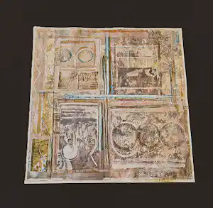 Marijke Stultiens - Limburgs (textiel) kunstenares - bijzondere jaren 90 papier- collage - gesigd. kaufen? Bieten Sie von 68!