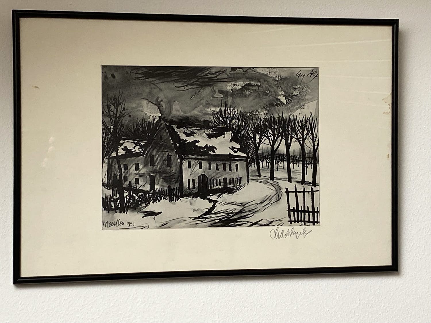 Charles Eyck - Meerssen 1930, besneeuwd landschap met boerderij. verkocht voor € 175!