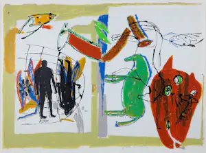 Joke Konijn - Zeefdruk op papier, Creaturen - Ingelijst kopen? Bied vanaf 60!