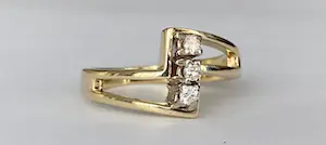 14 karaat geelgouden  Ring  met ca  0.12 ct diamanten kopen? Bied vanaf 280!