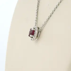 14k wit gouden collier met hanger met robijn en briljant geslepen diamant kopen? Bied vanaf 170!