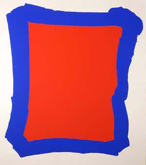 Bram Bogart - Zeefdruk, Blauw Rood verkocht voor € 150!