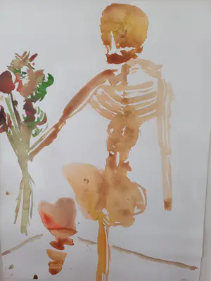 Peter Otto - Skelet met bloemen kopen? Bied vanaf 30!