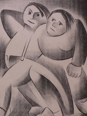 Niet of onleesbaar gesigneerd - Boerenpaar - Litho kopen? Bied vanaf 1!