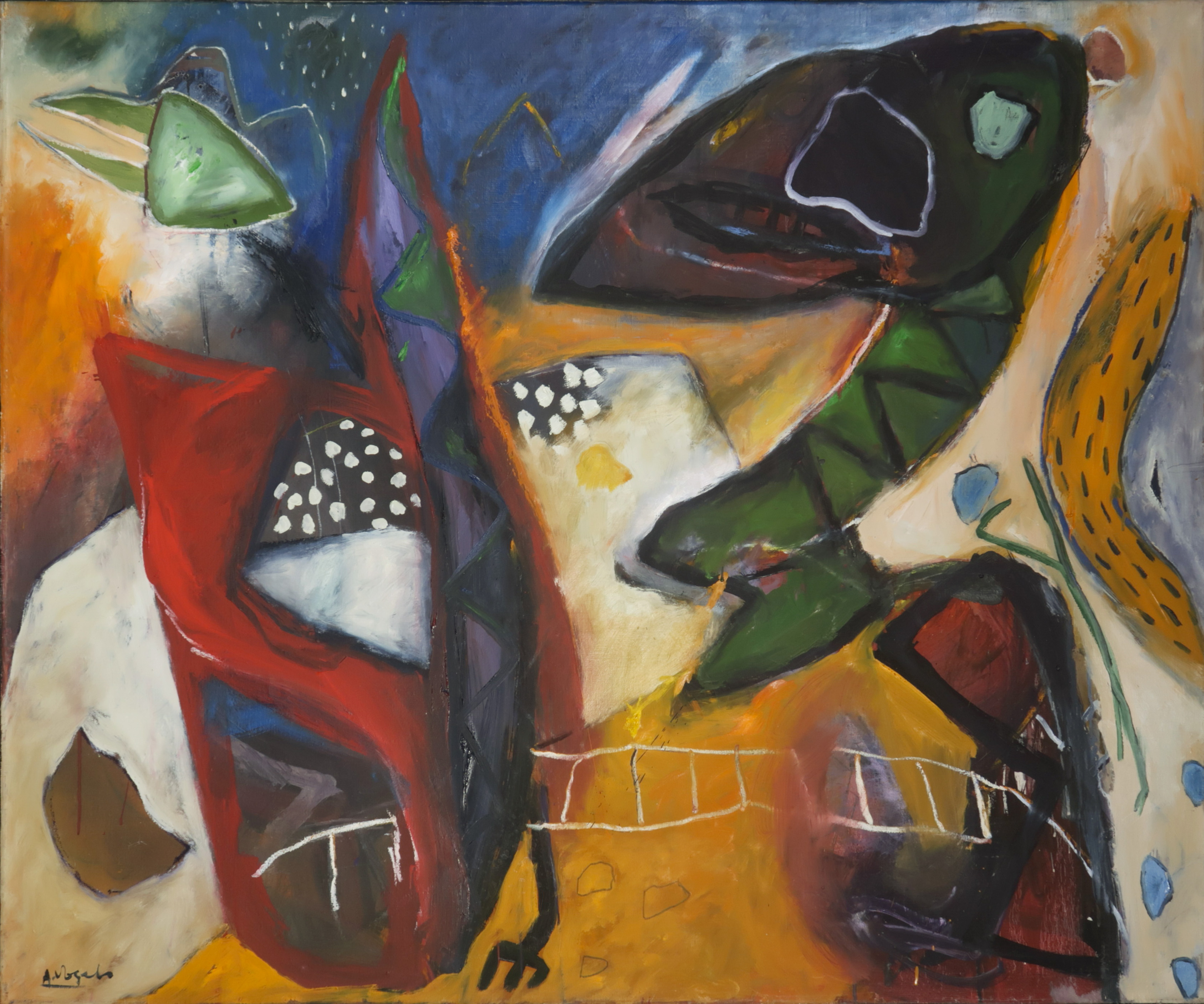 Alexander Vogels - Olieverf op doek, Regengod (Groot) kopen? Bied vanaf 400!