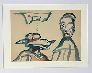 Buy Lucebert - Originele ingelijste aquarel - 1973? Bid from 2500!