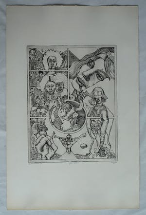 Ab Steenvoorden - Ets , Mystifikaties – Surrealistische voorstelling, 1972 - 28½ x 22 cm kopen? Bied vanaf 1!