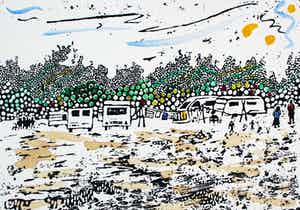 Frank Lodeizen - Zeefdruk, handingekleurd: Zigeuners uit Amsterdam - 1989 verkocht voor € 55!