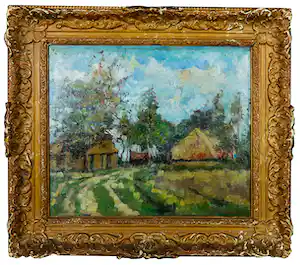 Jan van Vuuren - Olieverf op doek, Boerderijen - Ingelijst verkauft für € 258!
