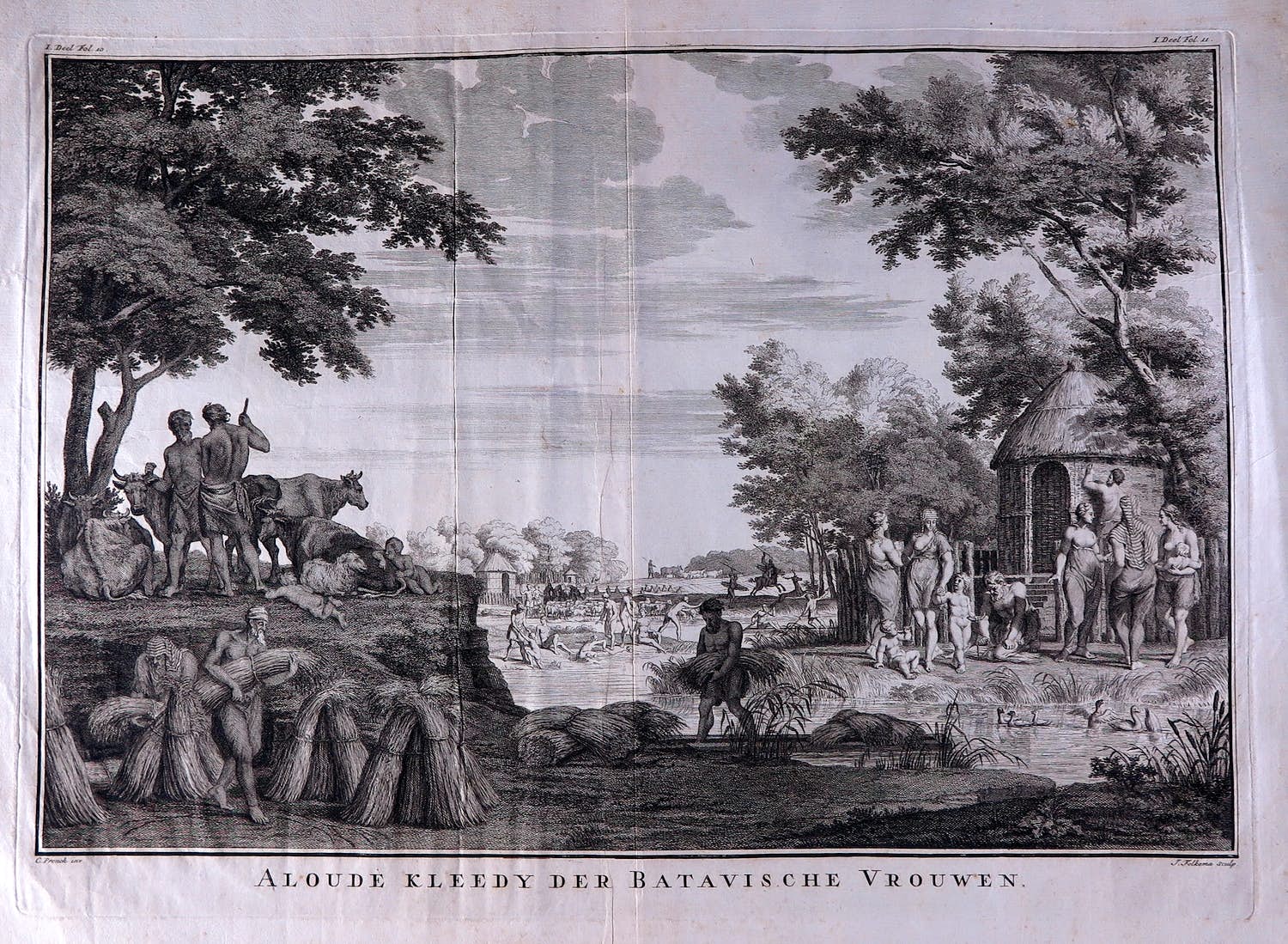 Jacob Folkema - Gravure, Aloude Kleedy Der Batavische Vrouwen verkocht voor € 1!