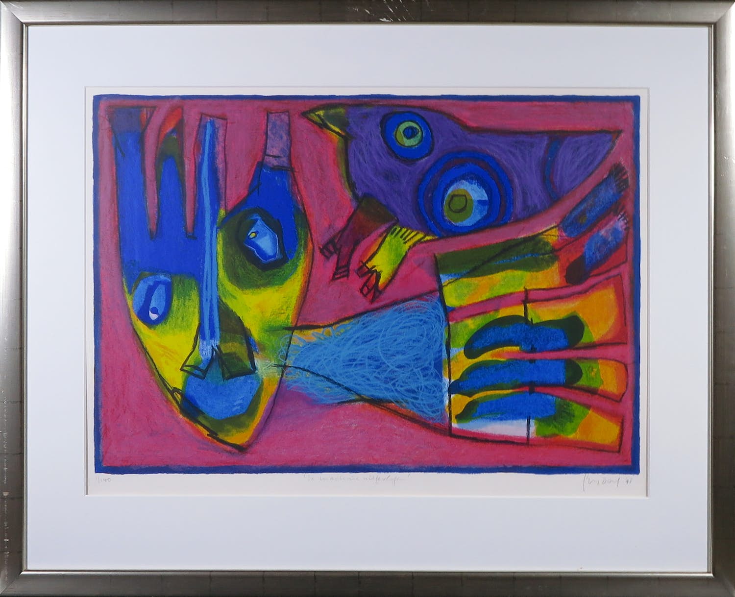 Geert Vrijdag - Zeefdruk, De machine uitgevlogen - Ingelijst (Groot) verkocht voor € 1!