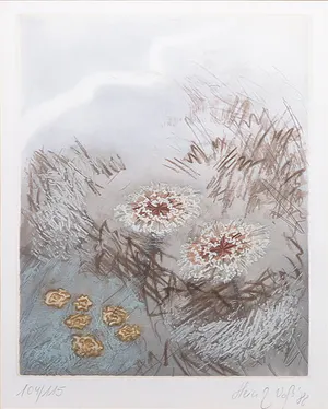 Heinz Voss - Kleurenets, Abstracte bloemen - Ingelijst kopen? Bied vanaf 1!