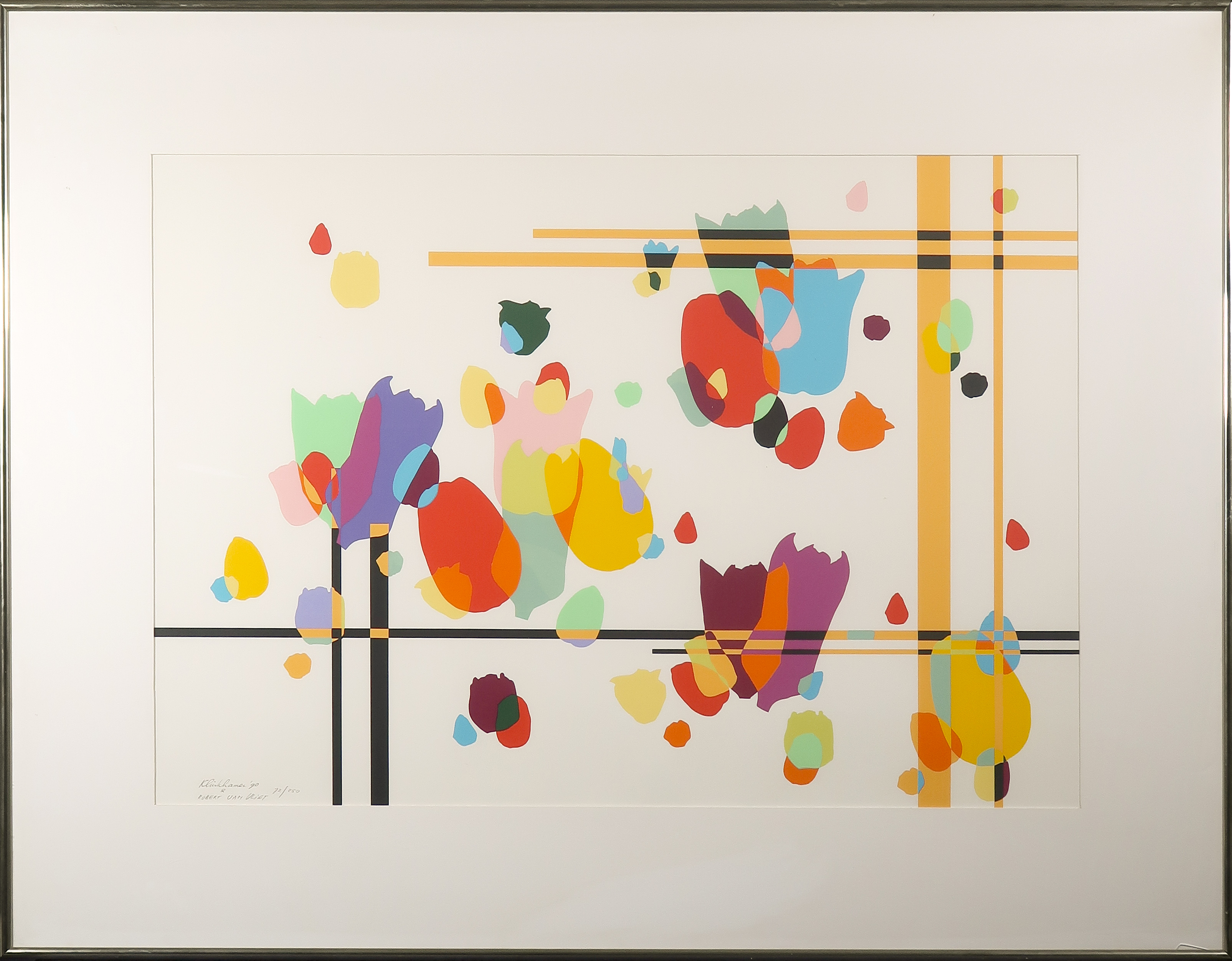 Henk Klinkhamer - en Robert van Vliet, Zeefdruk, Z.T. Tulpen - Ingelijst (Groot!) verkocht voor € 40!