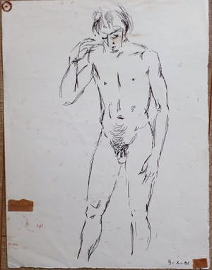 Piet Mulder - Mannelijk Naakt - Tekening / Stift kopen? Bied vanaf 1!