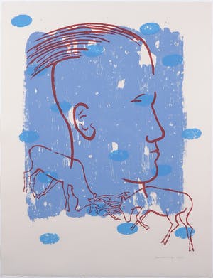 Anne Semler - Zeefdruk, Drieluik in blauwtinten - Ingelijst kopen? Bied vanaf 50!