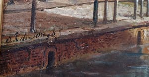 Oene Romkes de Jongh - zicht op Groenburgwal en Zuiderkerk te Amsterdam. kopen? Bied vanaf 1995!