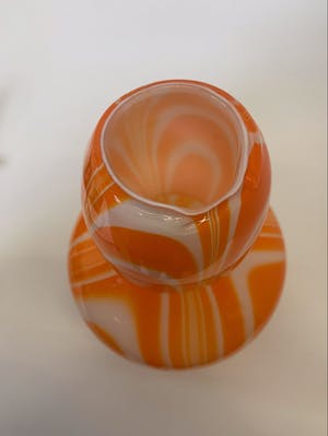 Carlo Moretti - Murano oranje witte vaas kopen? Bied vanaf 50!