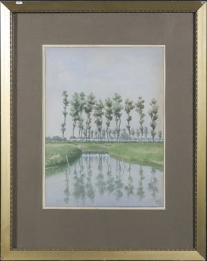 Niet of onleesbaar gesigneerd - Aquarel, Paardenrenbaan Duindigt te Wassenaar - Ingelijst kopen? Bied vanaf 1!