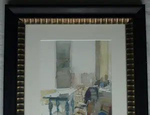 Ad Kroese - Ingelijste aquarel , Atelier II – 1998 - Lijst, 60 x 49 cm. kopen? Bied vanaf 100!