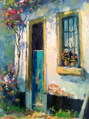 Niet of onleesbaar gesigneerd - G. van Donk, 'Zomers huis', hand gesigneerd kopen? Bied vanaf 1!