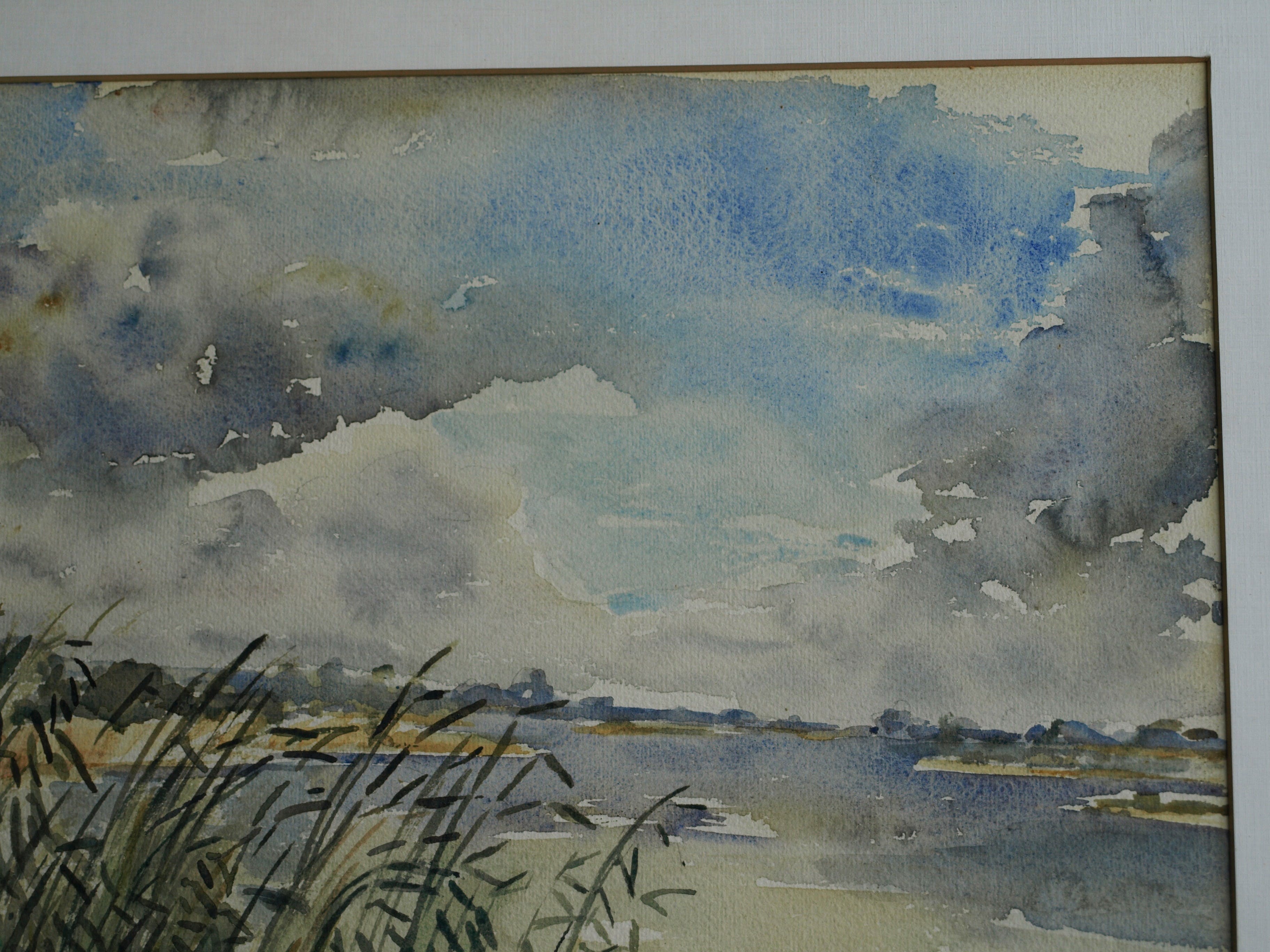 Niet of onleesbaar gesigneerd - Aquarel , Rietkraag – Watergezicht - gesigneerd & ingelijst – 1964  kopen? Bied vanaf 1!