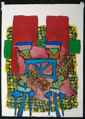 Charles Lagendijk - Olieverf op papier, Abstracte compositie kopen? Bied vanaf 1!