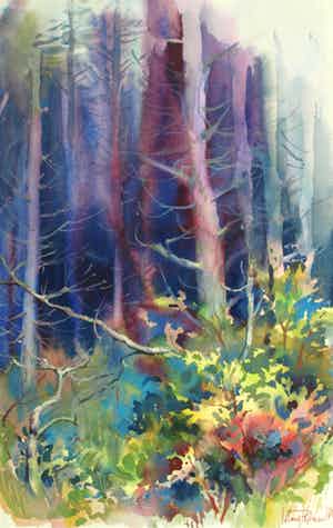 Klaas Pijlman - Aquarel , “Bos” – gesigneerd & ingelijst – Groot - 1965 verkocht voor € 75!