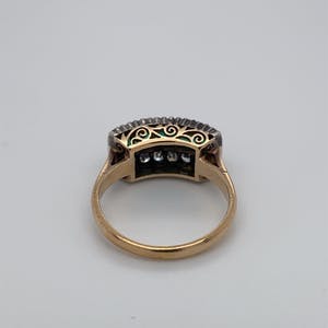 14kt bicolor vintage ring  met smaragd en diamant, mt 52,5/16.75. 3,89gr kopen? Bied vanaf 320!