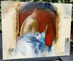 Hans Vanhorck - Nude with robe, acrylverf op doek (groot) kopen? Bied vanaf 395!
