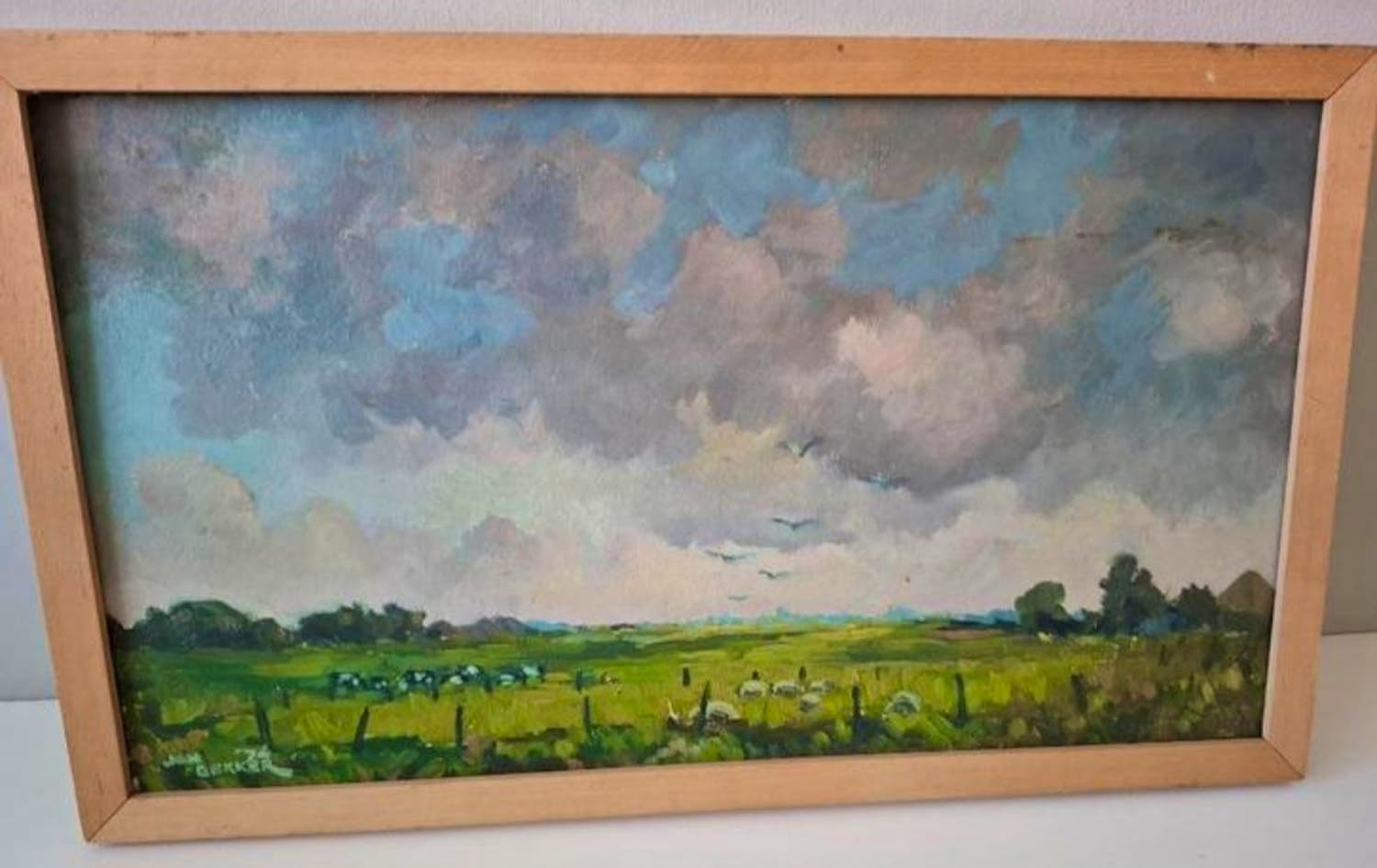 Jan Dekker - Hollands landschap met koeien en schapen kopen? Bied vanaf 50!