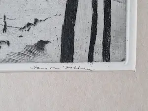 Hans van Dokkum - Fraaie in 1948 gemaakte monochrome Lithografie "Limburg in de sneeuw" kopen? Bied vanaf 36!