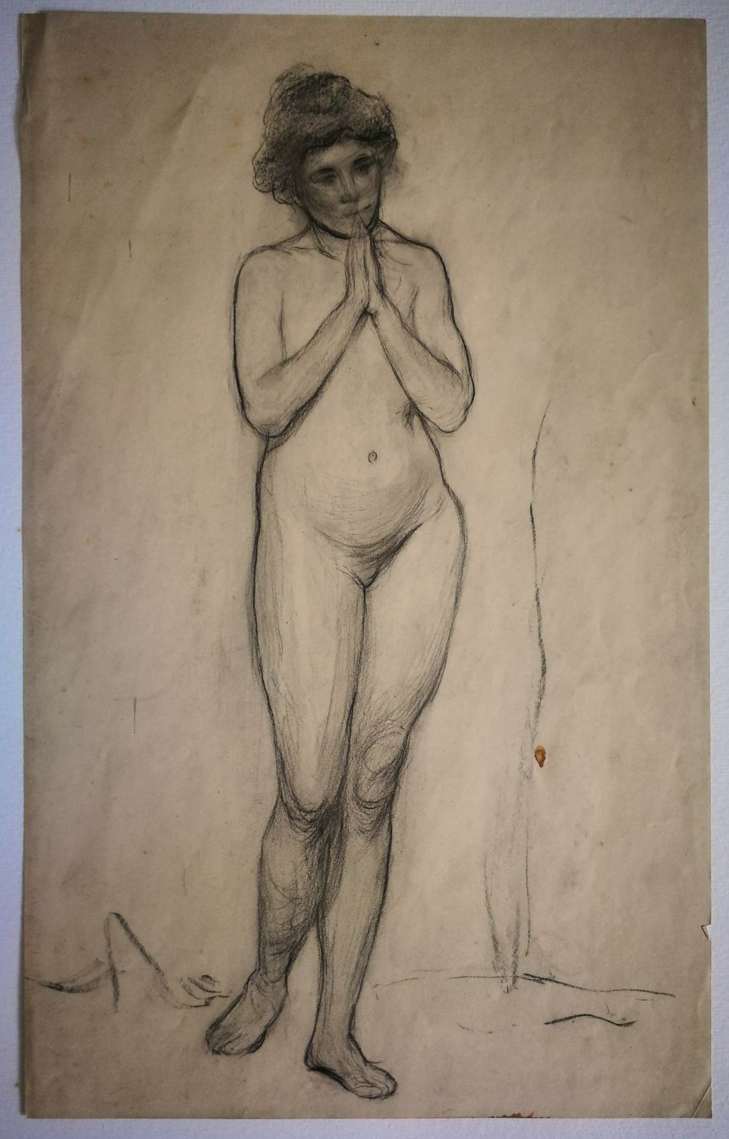 Franz Deutmann - Toegeschreven aan. Naakt. Staande vrouw. verkocht voor € 69!