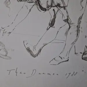 Theo Daamen - in 1988 gemaakt aquarel/inkt op papier "uitslover" met persoonlijke opdracht kaufen? Bieten Sie von 54!