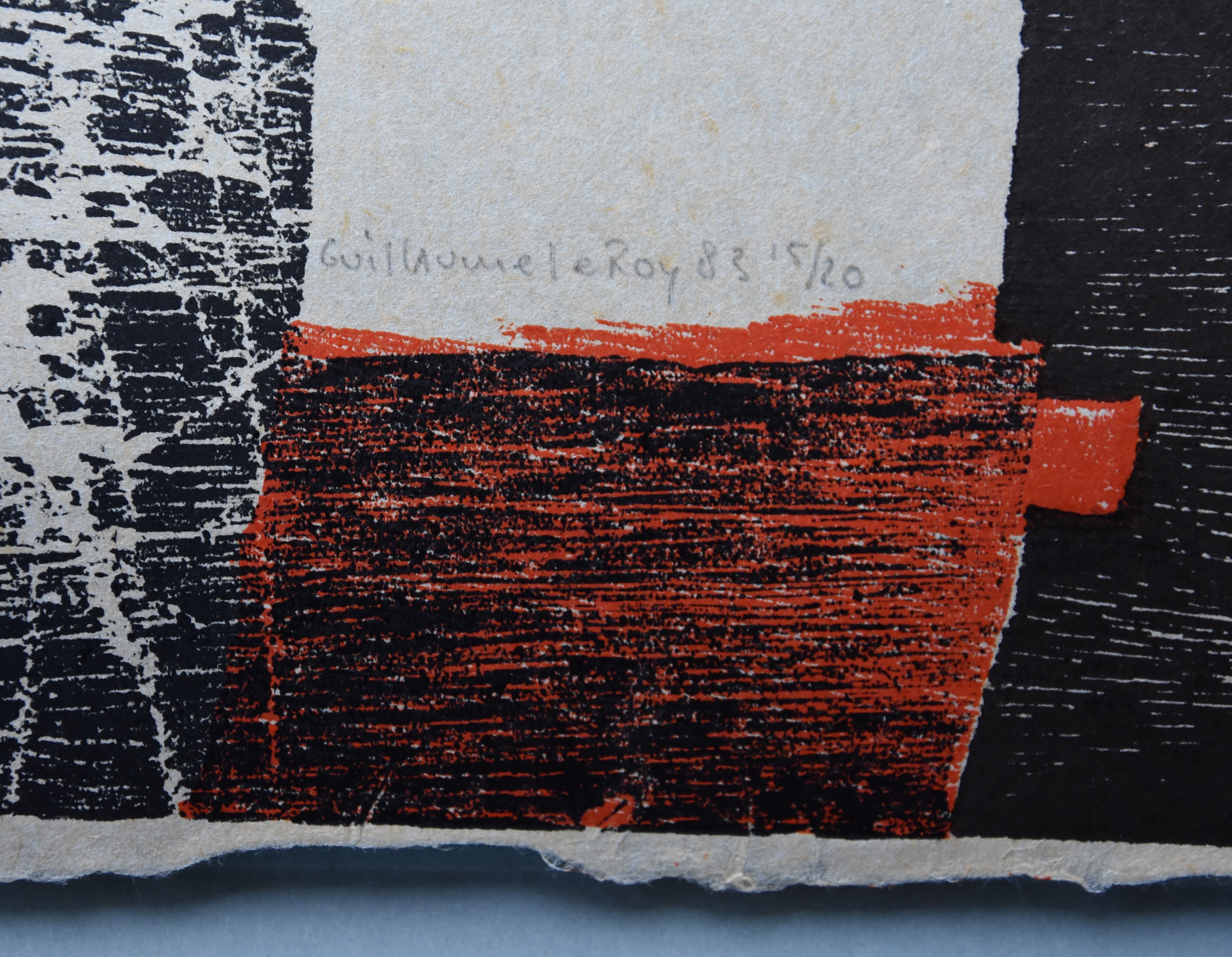 Guillaume Le Roy - # COMPOSITIE # groot formaat houtsnede, 1983, mint kopen? Bied vanaf 175!