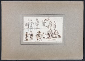 Niet of onleesbaar gesigneerd - Inkttekening, Figuren in historische kleding kopen? Bied vanaf 1!