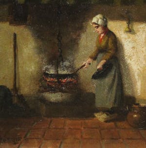 Hendrikus van Langen - olieverf op doek - vrouw in 19e -eeuws interieur kopen? Bied vanaf 35!