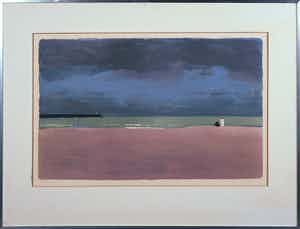 Niet of onleesbaar gesigneerd - Zeefdruk, Paar op een strand - Ingelijst verkocht voor € 1!