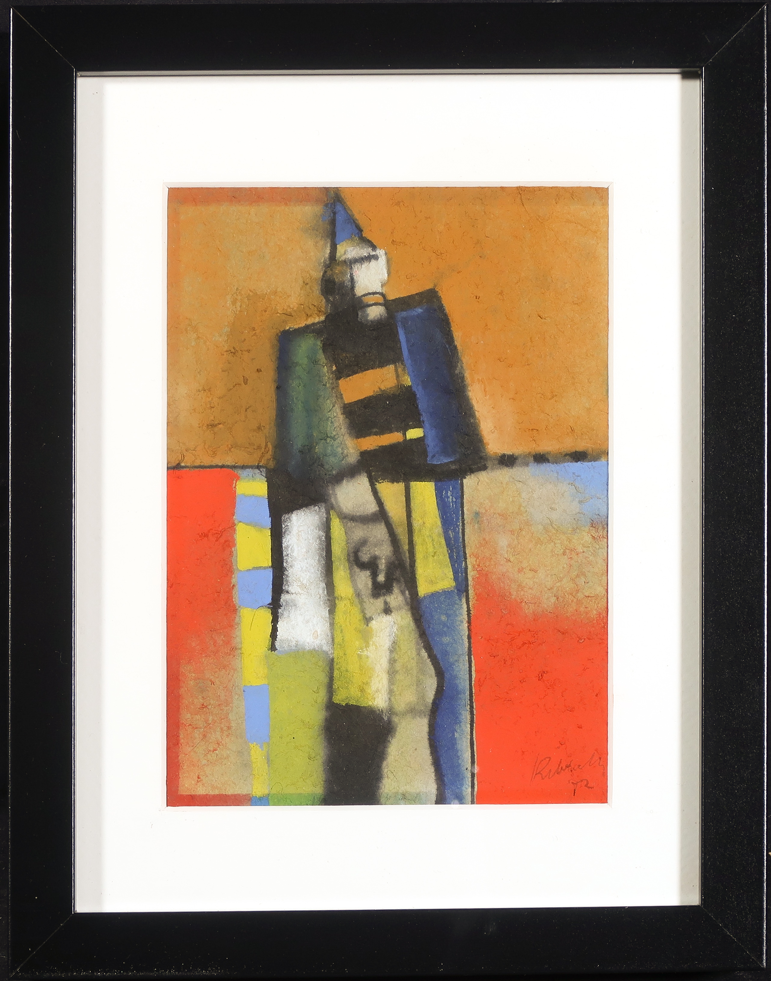 Dirkjan Ribbeling - Pastel en inkt, Clown - Ingelijst verkocht voor € 40!