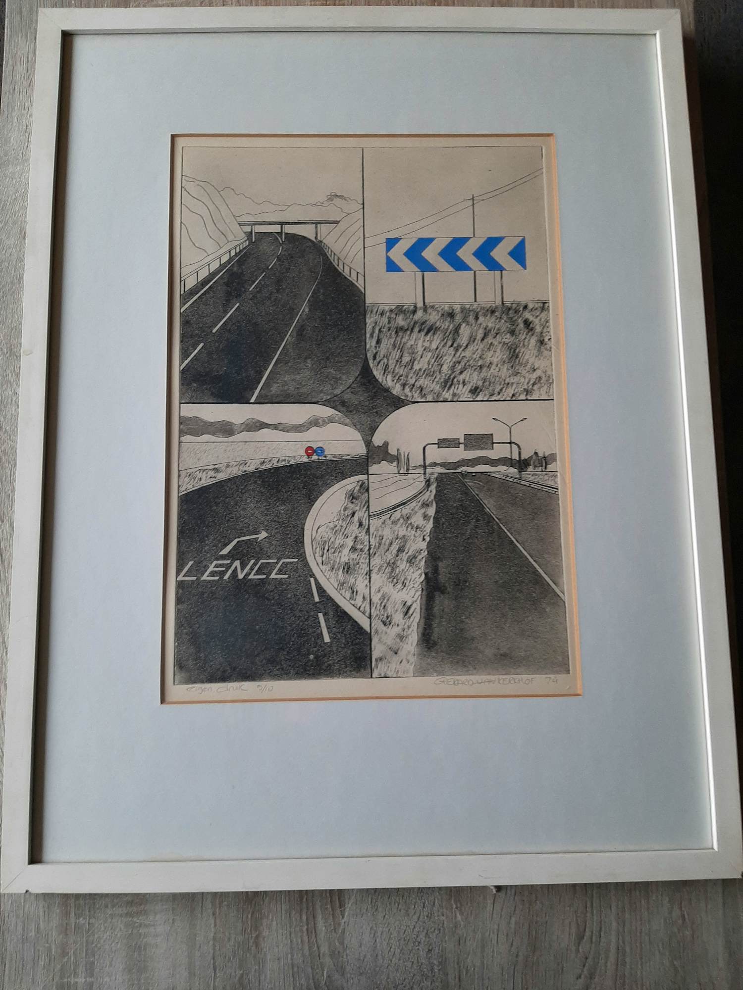 Gerard van Kerkhof - Ets, Auto-Route kopen? Bied vanaf 40!